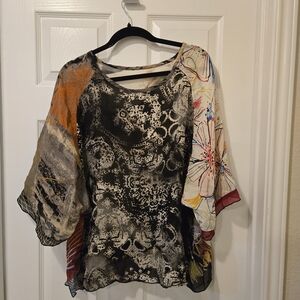 Chic Women's Blouse with Artistic Multicolor Design